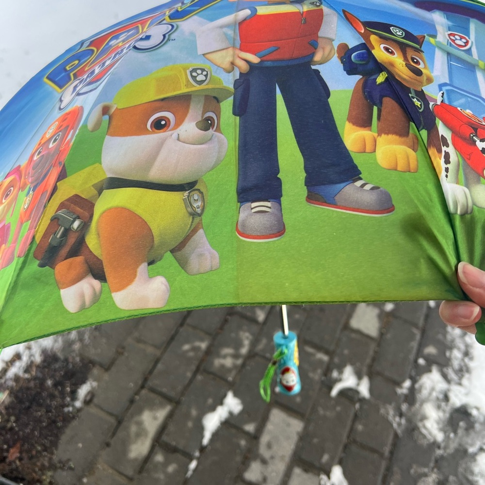 Paw Patrol Green and Blue Kids Umbrella with Character Print